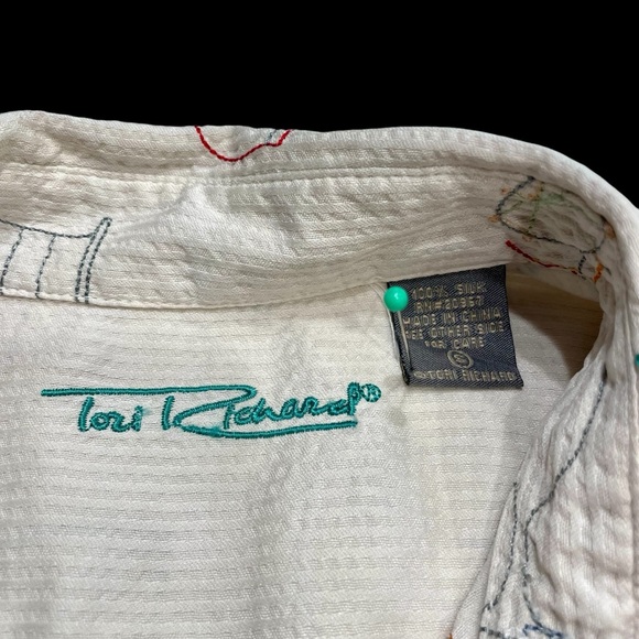 Tori Richard Shirt Mens S Ivory Silk Button Up Short Sleeve Cocktail Drinks - Picture 5 of 7